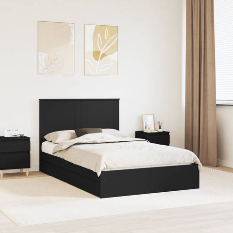 Letto con Contenitore Nero 135 x 190 cm Legno truciolato