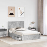 Letto con Contenitore con testiera Grigio cemento 135 x 190 cm