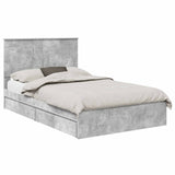 Letto con Contenitore con testiera Grigio cemento 135 x 190 cm