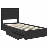 Letto con Contenitore Nero 100 x 200 cm Legno truciolato
