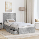 Letto con Contenitore con testiera Grigio cemento 100 x 200 cm