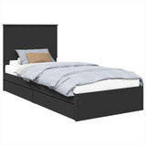 Letto con Contenitore Nero 90 x 190 cm Legno truciolato