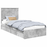 Letto con Contenitore con testiera Grigio cemento 90 x 190 cm