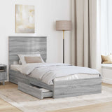 Letto con Contenitore con testiera Grigio Sonoma 90 x 190 cm