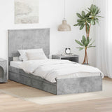 Letto con Contenitore con testiera Grigio cemento 90 x 200 cm