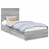 Letto con Contenitore con testiera Grigio Sonoma 90 x 200 cm