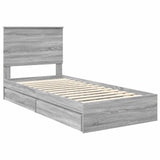 Letto con Contenitore con testiera Grigio Sonoma 90 x 200 cm