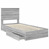 Letto con Contenitore con testiera Grigio Sonoma 90 x 200 cm