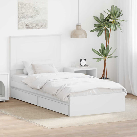 Letto con Contenitore Bianco 75 x 190 cm Legno truciolato