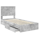 Letto con Contenitore con testiera Grigio cemento 75 x 190 cm