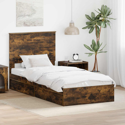 Letto con Contenitore Rovere fumé 75 x 190 cm Legno truciolato