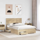 Struttura del letto con testiera Rovere Sonoma 140 x 200 cm