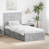 Struttura del letto con testiera Grigio cemento 90 x 190 cm