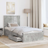 Struttura del letto con testiera Grigio cemento 90 x 190 cm