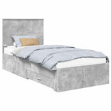 Struttura del letto con testiera Grigio cemento 90 x 190 cm