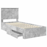 Struttura del letto con testiera Grigio cemento 90 x 190 cm