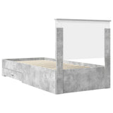 Struttura del letto con testiera Grigio cemento 90 x 190 cm