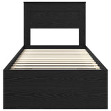 Struttura del letto con testiera Nero 90 x 200 cm Pino massello