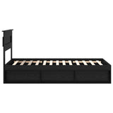Struttura del letto con testiera Nero 90 x 200 cm Pino massello