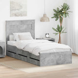 Struttura del letto con cassetto Grigio cemento 90 x 190 cm
