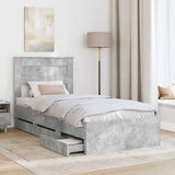 Struttura del letto con cassetto Grigio cemento 90 x 200 cm