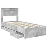 Struttura del letto con cassetto Grigio cemento 90 x 200 cm