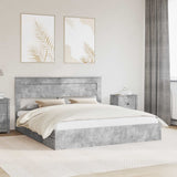 Letto con Contenitore con testiera Grigio cemento 180 x 200 cm