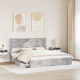 Letto con Contenitore con testiera Grigio cemento 180 x 200 cm