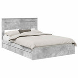 Letto con Contenitore con testiera Grigio cemento 160 x 200 cm