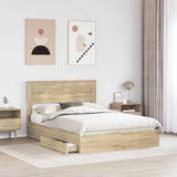 Letto con Contenitore con testiera Rovere Sonoma 140 x 190 cm