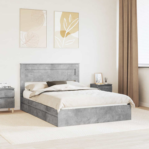 Letto con Contenitore con testiera Grigio cemento 140 x 190 cm