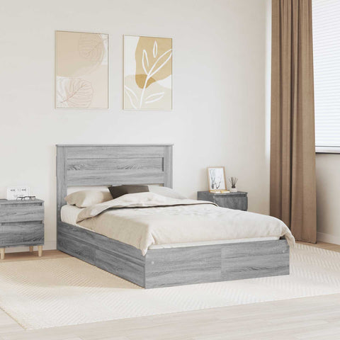 Letto con Contenitore con testiera Grigio Sonoma 120 x 190 cm