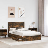 Letto con Contenitore con testiera Rovere fumé 120 x 200 cm