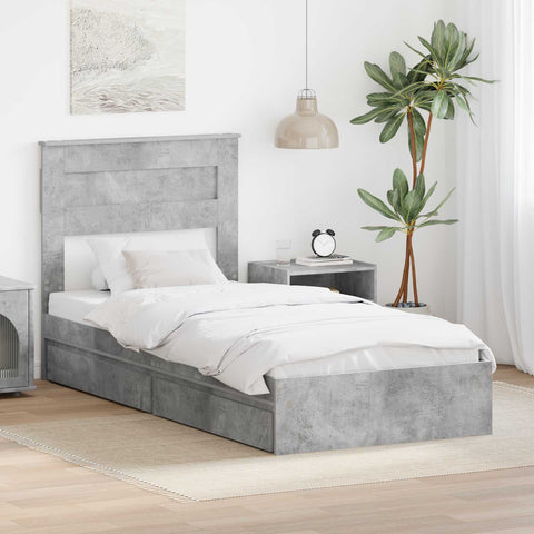 Letto con Contenitore con testiera Grigio cemento 100 x 200 cm