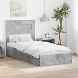 Letto con Contenitore con testiera Grigio cemento 90 x 200 cm