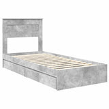 Letto con Contenitore con testiera Grigio cemento 90 x 200 cm