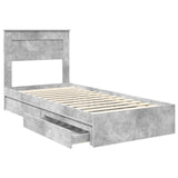 Letto con Contenitore con testiera Grigio cemento 90 x 200 cm