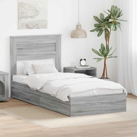 Letto con Contenitore con testiera Grigio Sonoma 90 x 200 cm