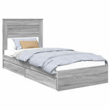 Letto con Contenitore con testiera Grigio Sonoma 90 x 200 cm