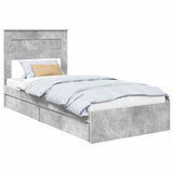 Letto con Contenitore con testiera Grigio cemento 75 x 190 cm