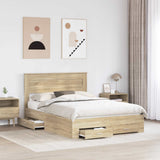 Struttura del letto con testiera Rovere Sonoma 140 x 200 cm
