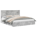 Letto con Contenitore con testiera Grigio cemento 200 x 200 cm