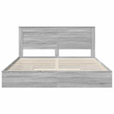 Letto con Contenitore con testiera Grigio Sonoma 200 x 200 cm