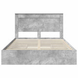 Letto con Contenitore con testiera Grigio cemento 160 x 200 cm