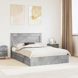 Letto con Contenitore con testiera Grigio cemento 150 x 200 cm