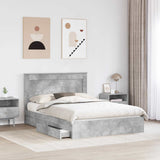 Letto con Contenitore con testiera Grigio cemento 150 x 200 cm