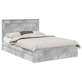 Letto con Contenitore con testiera Grigio cemento 150 x 200 cm