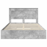 Letto con Contenitore con testiera Grigio cemento 150 x 200 cm