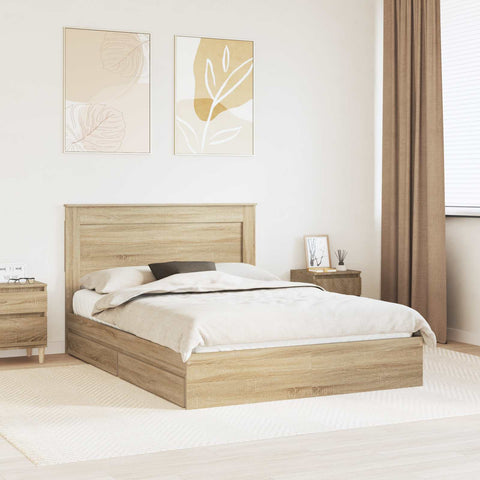 Letto con Contenitore con testiera Rovere Sonoma 140 x 190 cm