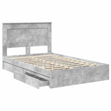 Letto con Contenitore con testiera Grigio cemento 135 x 190 cm